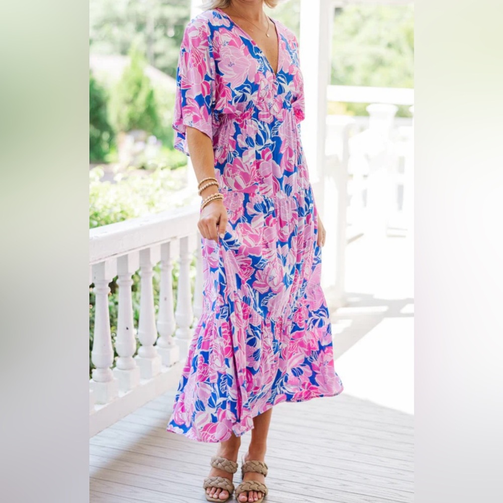 Entro Pink and Blue Floral Dress